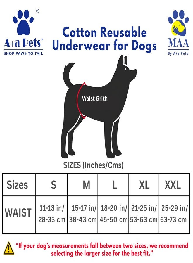 A+a Pets حفاضات قطنية للكلاب من A+a Pets' MAA' - قابلة للتمدد، مريحة، قابلة للغسل وإعادة الاستخدام (مقاس XL، لون كحلي) - Image 3